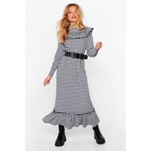 Nasty Gal Black & White Gingham Prairie Plaid Maxi Smock Dress | Women's US 2